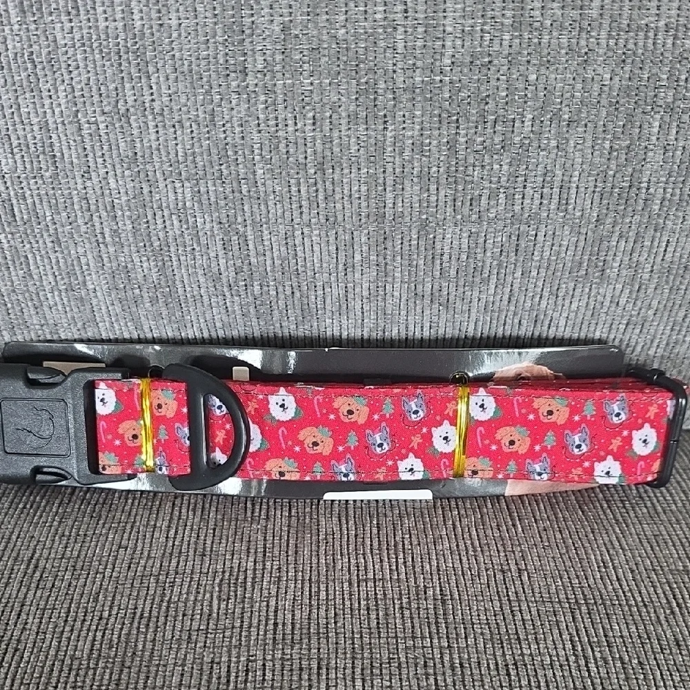Red Christmas Dog Collar, XL, (18-28‎ Inches), New